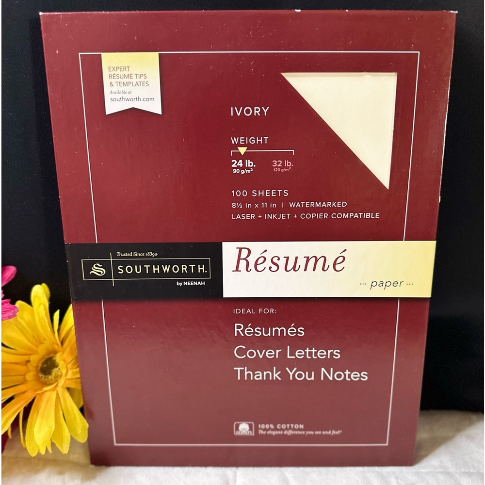 New Southworth Watermarked Ivory Resume/Cover Letter Etc… 100% Cotton Paper
